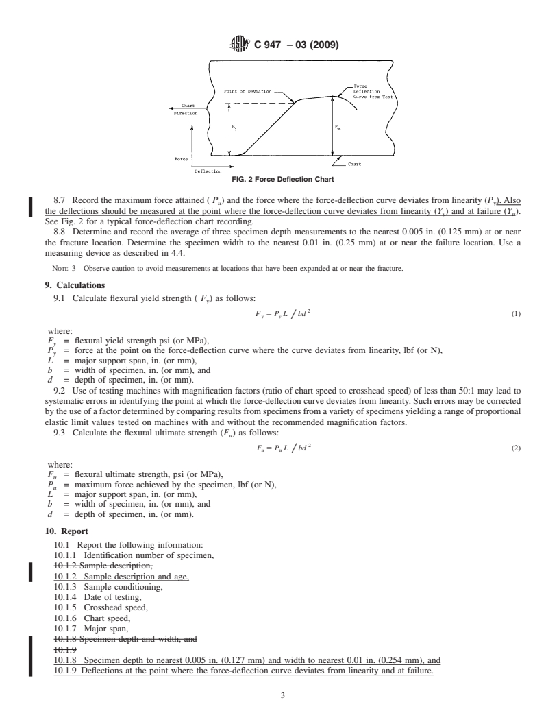 REDLINE ASTM C947-03(2009) - Standard Test Method for Flexural Properties of Thin-Section Glass-Fiber-Reinforced Concrete (Using Simple Beam With Third-Point Loading)