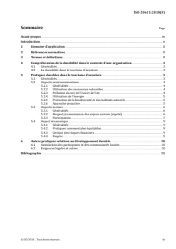 ISO 20611:2018 - Tourisme d'aventure — Bonnes pratiques en matière de durabilité — Exigences et recommandations
Released:10/29/2018 - Page 3 preview