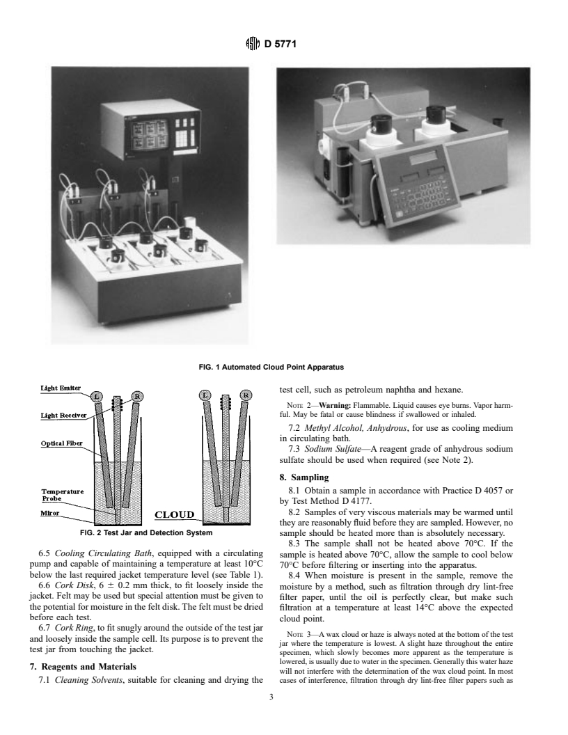 ASTM D5771-95 - Standard Test Method for Cloud Point of Petroleum Products (Optical Detection Stepped Cooling Method)
