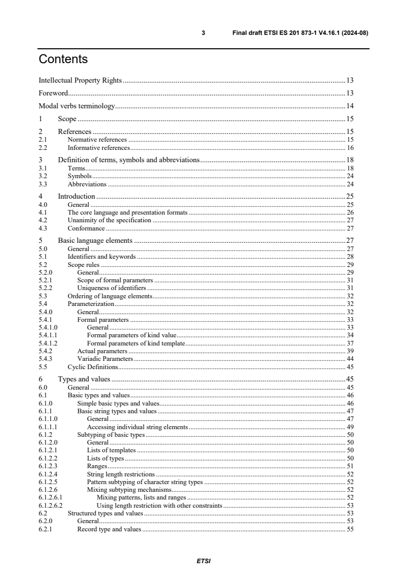 ETSI ES 201 873-1 V4.16.1 (2024-08) - Methods for Testing and Specification (MTS); The Testing and Test Control Notation version 3; Part 1: TTCN-3 Core Language