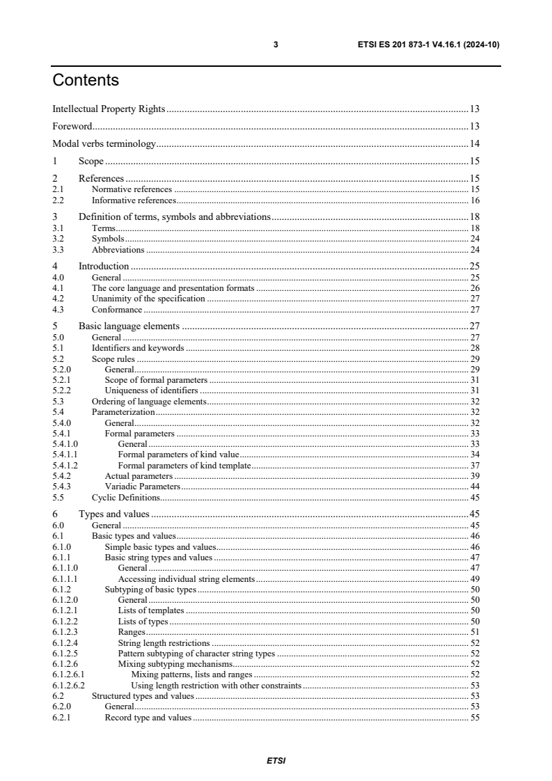 ETSI ES 201 873-1 V4.16.1 (2024-10) - Methods for Testing and Specification (MTS); The Testing and Test Control Notation version 3; Part 1: TTCN-3 Core Language