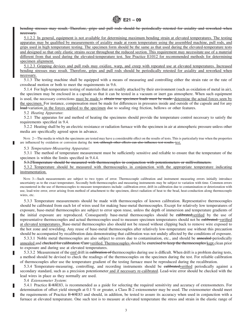 REDLINE ASTM E21-09 - Standard Test Methods for Elevated Temperature Tension Tests of Metallic Materials