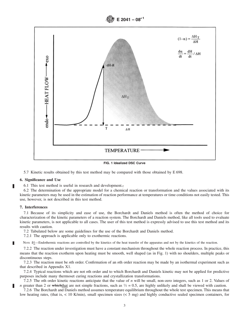 REDLINE ASTM E2041-08e1 - Standard Method for Estimating Kinetic Parameters by Differential Scanning Calorimeter Using the Borchardt and Daniels Method