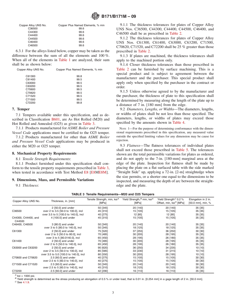 ASTM B171/B171M-09 - Standard Specification for Copper-Alloy Plate and Sheet for Pressure Vessels, Condensers, and Heat Exchangers