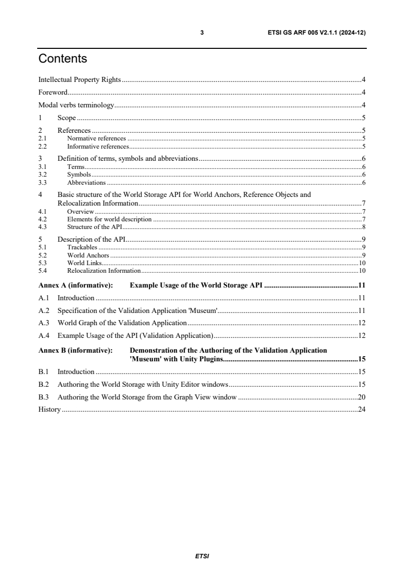 ETSI GS ARF 005 V2.1.1 (2024-12) ETSI GS ARF 005 V2.1.1 (2024-12) - Augmented Reality Framework (ARF); Open APIs for the Creation, Management and Querying of the World Representation