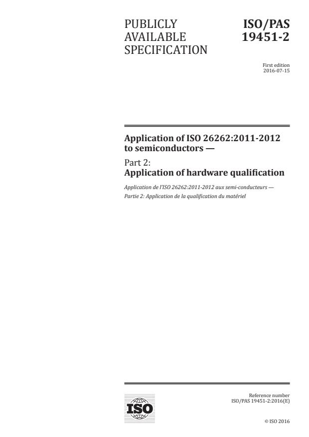 ISO/PAS 19451-2:2016 - Application of ISO 26262:2011-2012 to semiconductors