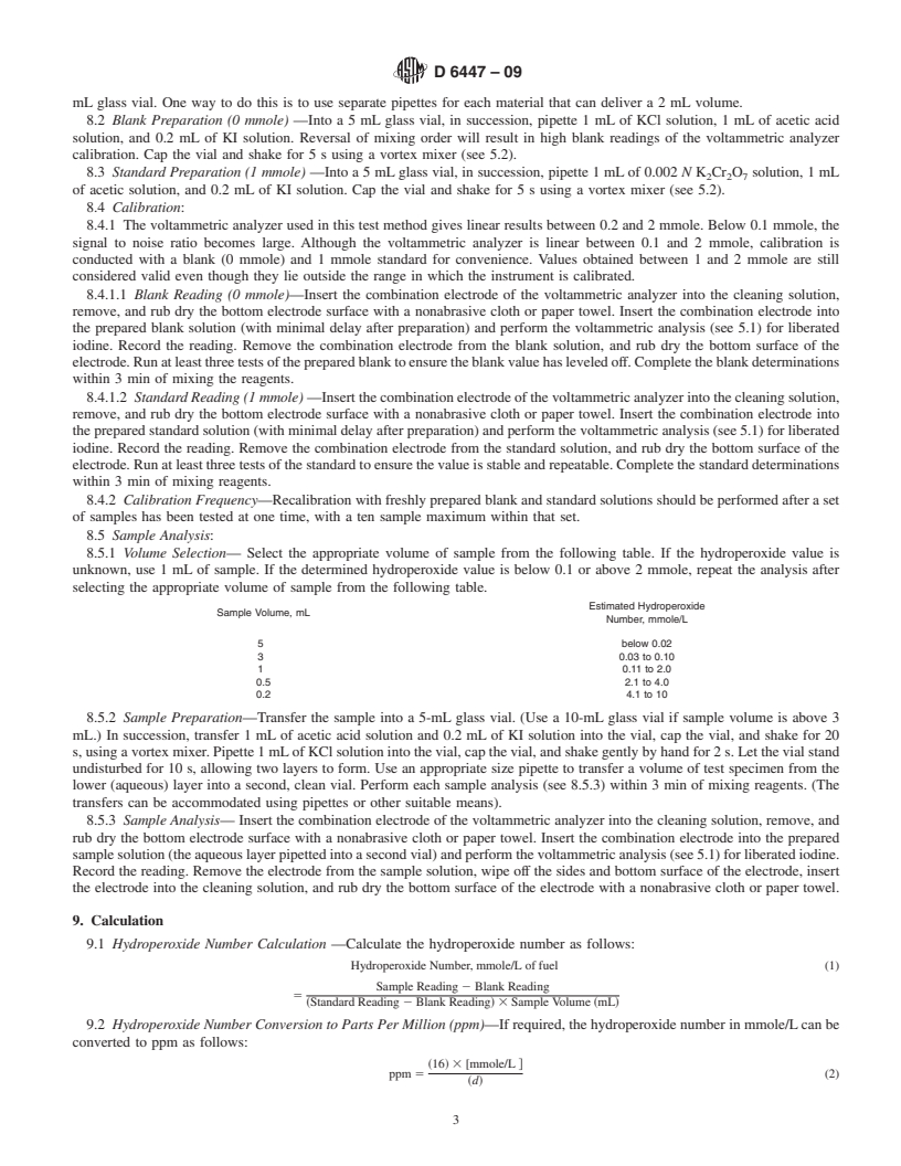 REDLINE ASTM D6447-09 - Standard Test Method for Hydroperoxide Number of Aviation Turbine Fuels by Voltammetric Analysis