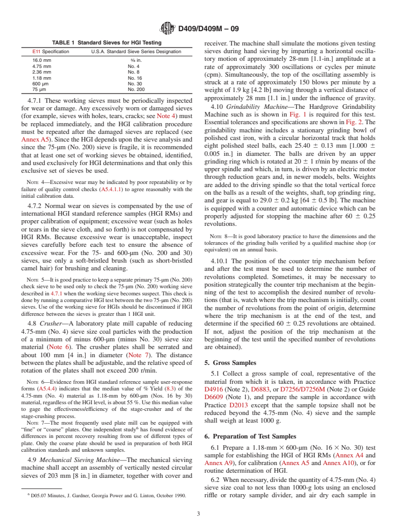 ASTM D409/D409M-09 - Standard Test Method for Grindability of Coal by the Hardgrove-Machine Method