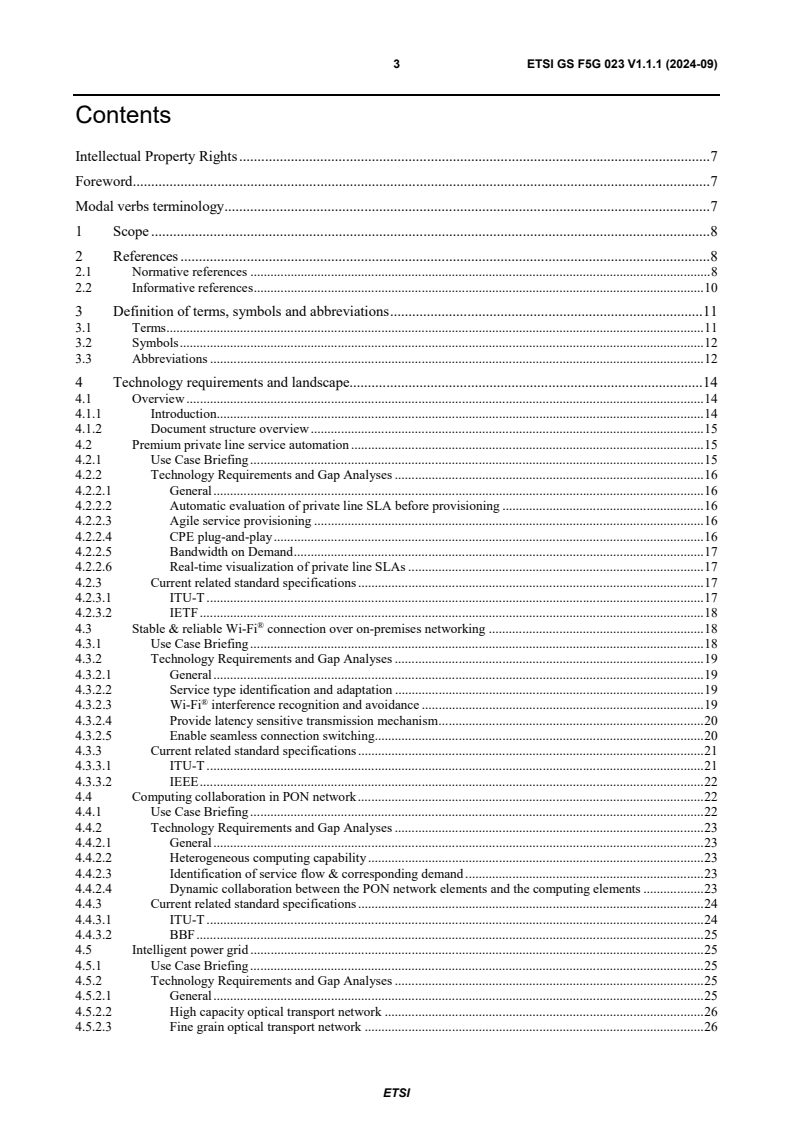 ETSI GS F5G 023 V1.1.1 (2024-09) - Fifth Generation Fixed Network (F5G); F5G Advanced Technology Requirements and Gap Analyses; Release 3