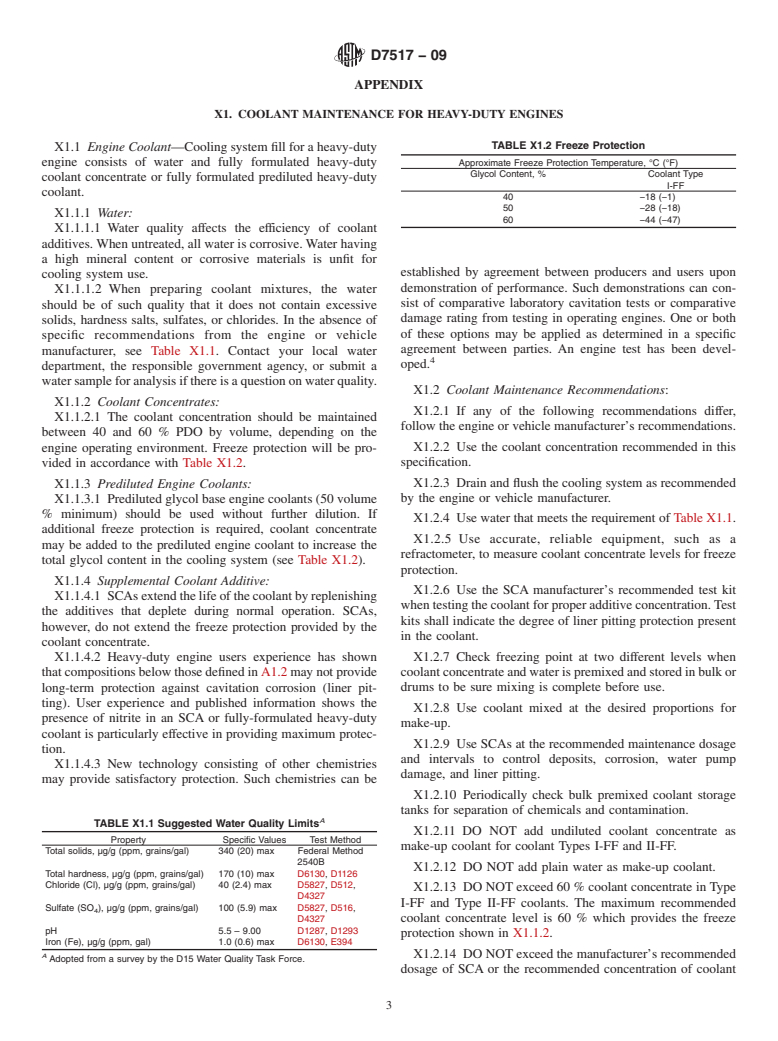 ASTM D7517-09 - Standard Specification for Fully-Formulated 1,3 Propanediol (PDO) Base Engine Coolant for Heavy-Duty Engines