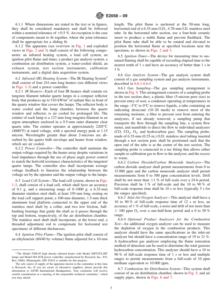 ASTM E2058-09 - Standard Test Methods for Measurement of Synthetic Polymer Material Flammability Using a Fire Propagation Apparatus (FPA)