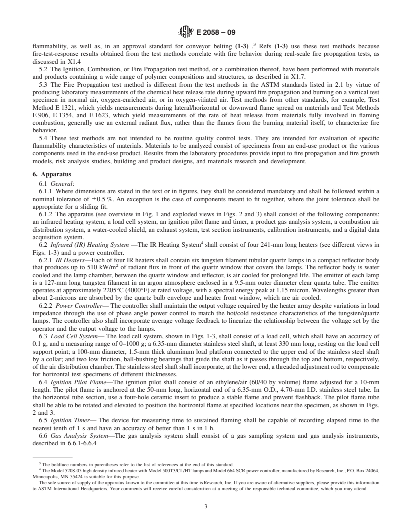 REDLINE ASTM E2058-09 - Standard Test Methods for Measurement of Synthetic Polymer Material Flammability Using a Fire Propagation Apparatus (FPA)