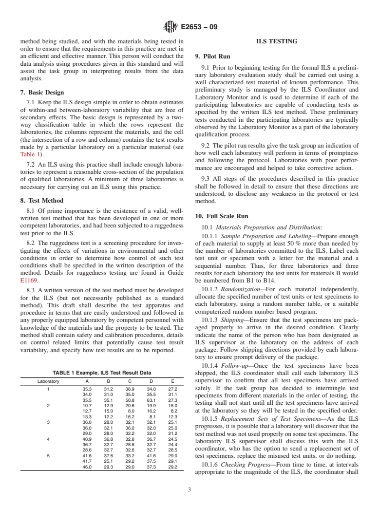 ASTM E2653-09 - Standard Practice for Conducting an Interlaboratory Study to Determine the Precision of a Fire Test Method with Fewer Than Six Participating Laboratories