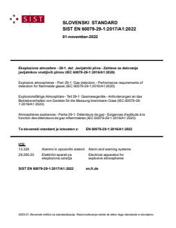 SIST EN 60079-29-1:2017/A1:2022 - BARVE - Page 1 preview