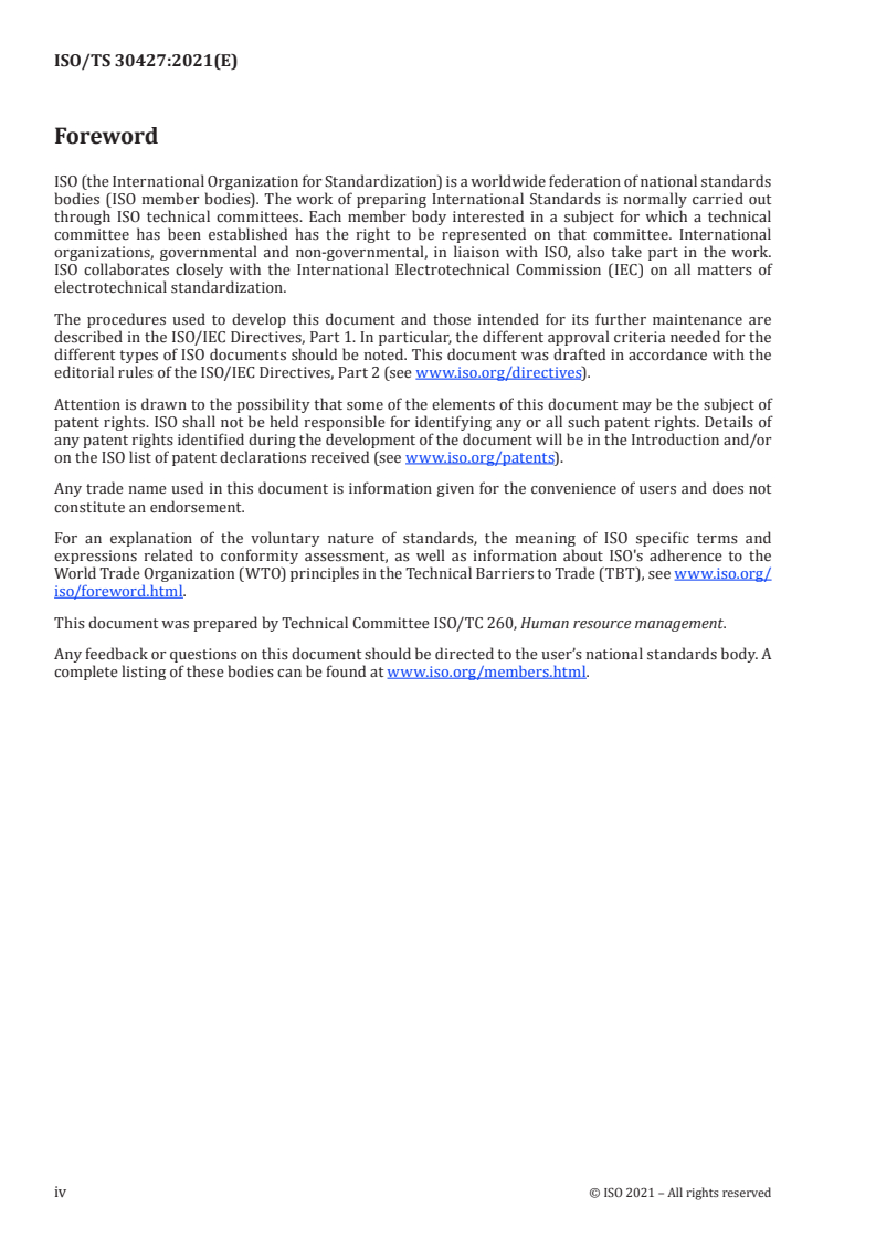 ISO/TS 30427:2021 ISO/TS 30427:2021 - Human resource management — Costs metrics cluster
Released:3/23/2021 - Page 4 preview