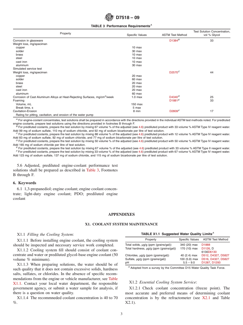 ASTM D7518-09 - Standard Specification for 1,3 Propanediol (PDO) Base Engine Coolant for Automobile and Light-Duty Service