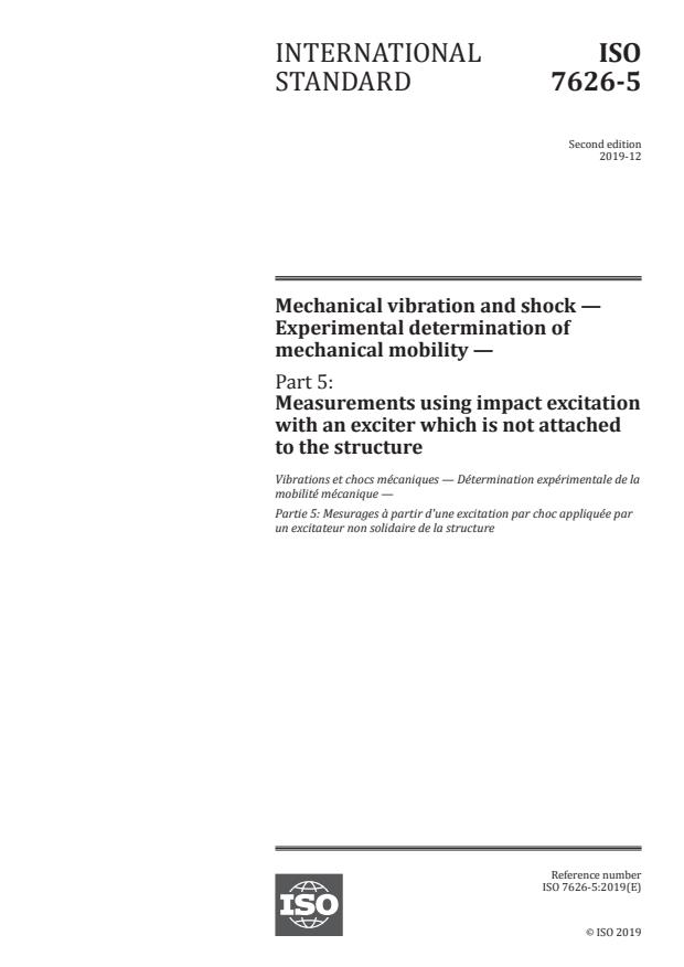 ISO 7626-5:2019 - Mechanical vibration and shock -- Experimental determination of mechanical mobility