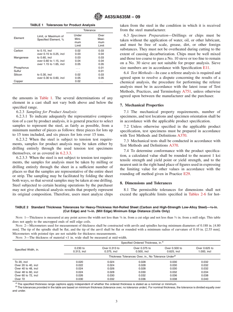 ASTM A635/A635M-09 - Standard Specification for  Steel, Sheet and Strip, Heavy-Thickness Coils, Hot-Rolled, Alloy, Carbon, Structural, High-Strength Low-Alloy, and High-Strength Low-Alloy with Improved Formability, General Requirements for