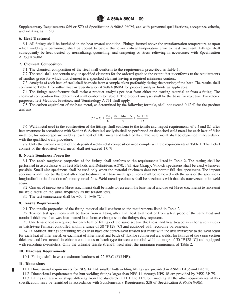 REDLINE ASTM A860/A860M-09 - Standard Specification for Wrought High-Strength Low-Alloy Steel Butt-Welding Fittings