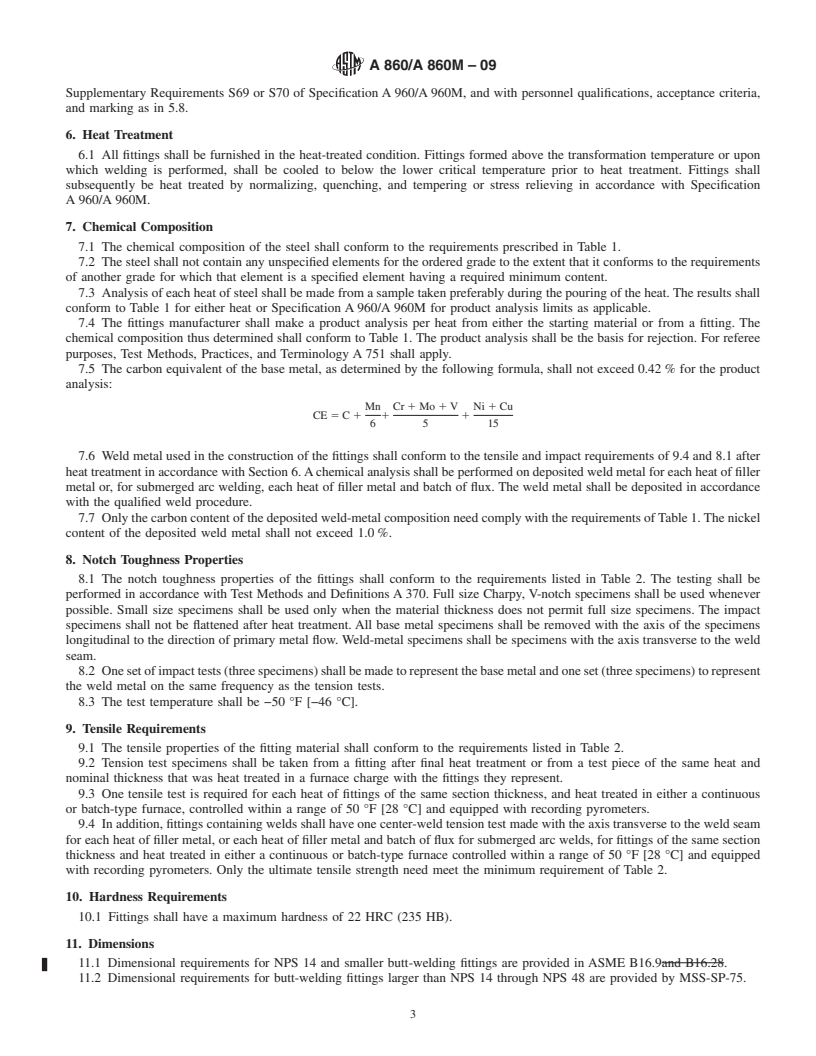 REDLINE ASTM A860/A860M-09 - Standard Specification for Wrought High-Strength Low-Alloy Steel Butt-Welding Fittings