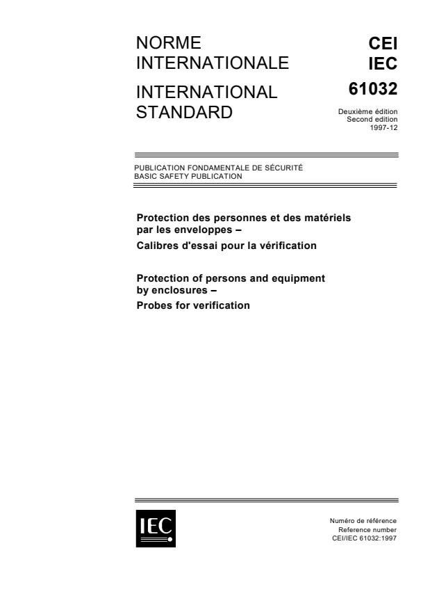 IEC 61032:1997 - Protection of persons and equipment by enclosures - Probes for verification