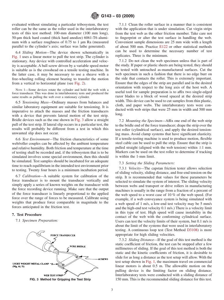 ASTM G143-03(2009) - Standard Test Method for Measurement of Web/Roller Friction Characteristics