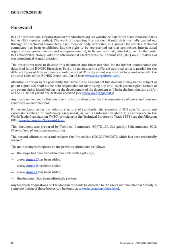 ISO 23470:2018 ISO 23470:2018 - Soil quality -- Determination of effective cation exchange capacity (CEC) and exchangeable cations using a hexamminecobalt(III)chloride solution - Page 4 preview