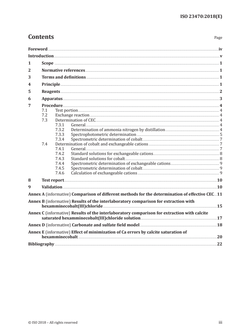 ISO 23470:2018 ISO 23470:2018 - Soil quality — Determination of effective cation exchange capacity (CEC) and exchangeable cations using a hexamminecobalt(III)chloride solution
Released:9/5/2018