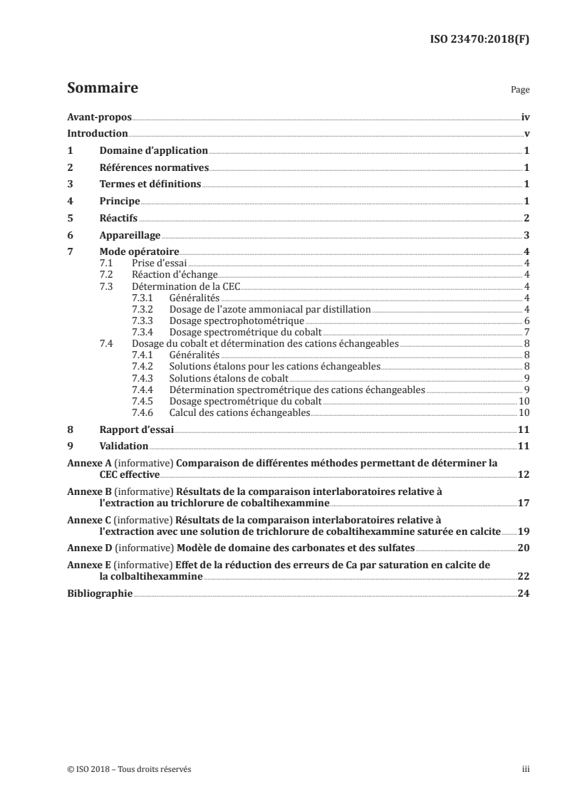 ISO 23470:2018 ISO 23470:2018 - Qualité du sol — Détermination de la capacité d'échange cationique (CEC) effective et des cations échangeables à l'aide d'une solution de trichlorure de cobaltihexammine
Released:9/5/2018