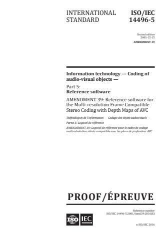 ISO/IEC 14496-5:2001/Amd 39:2016 - Reference software for the Multi-resolution Frame Compatible Stereo Coding with Depth Maps of AVC