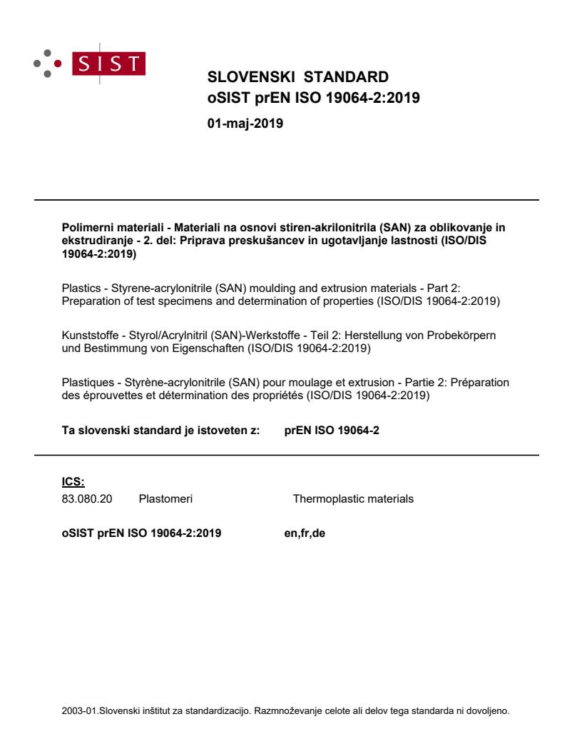 prEN ISO 19064-2:2019