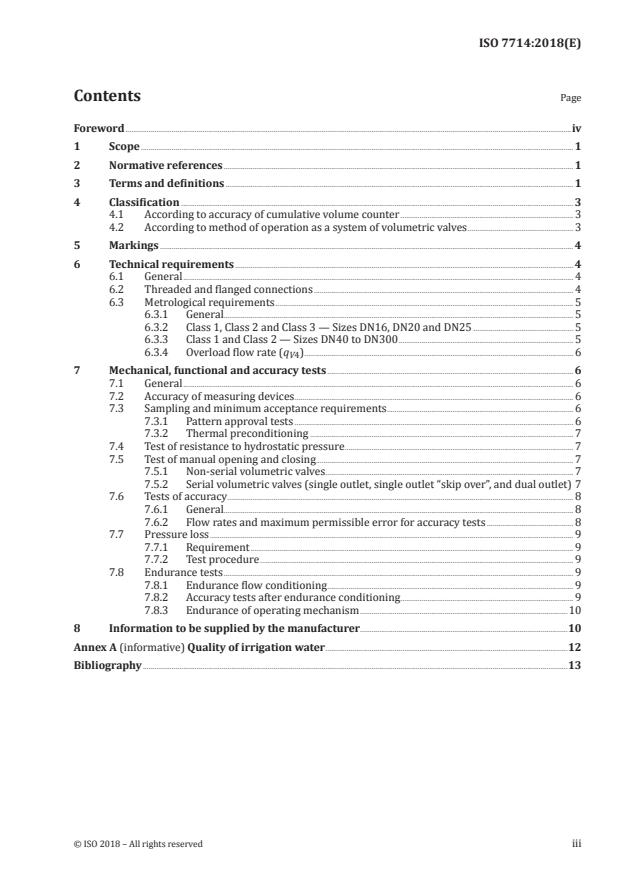 ISO 7714:2018 - Agricultural irrigation equipment -- Volumetric valves -- General requirements and test methods