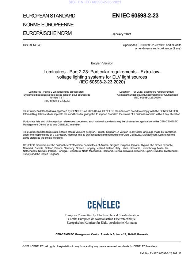 EN IEC 60598-2-23:2021