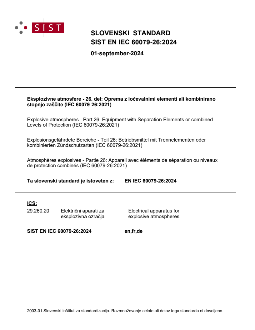 EN IEC 60079-26:2024 - BARVE