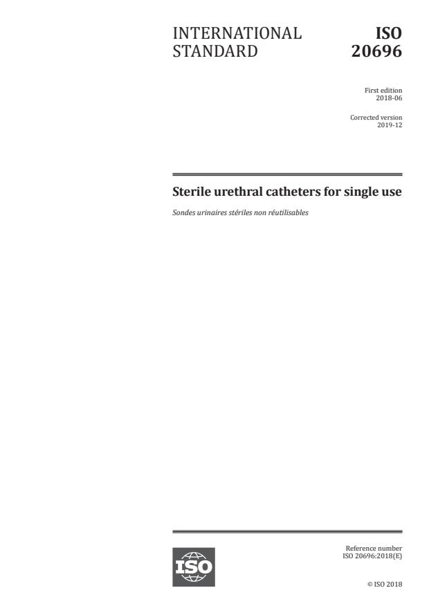 ISO 20696:2018 - Sterile urethral catheters for single use