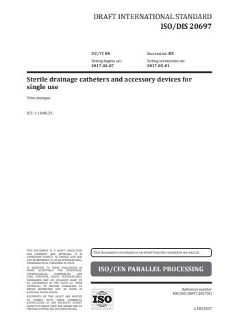 ISO 20697:2018 - Sterile drainage catheters and accessory devices for single use