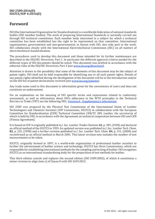 ISO 2589:2016 ISO 2589:2016 - Leather -- Physical and mechanical tests -- Determination of thickness - Page 4 preview