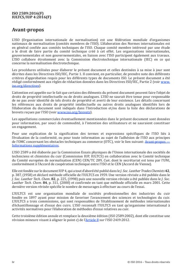 ISO 2589:2016 ISO 2589:2016 - Cuir -- Essais physiques et mécaniques -- Détermination de l'épaisseur - Page 4 preview