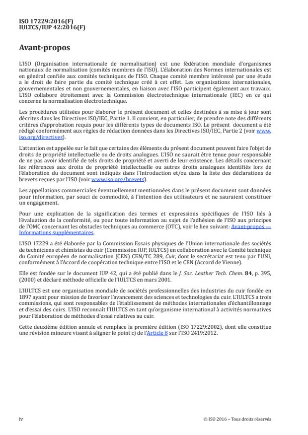 ISO 17229:2016 ISO 17229:2016 - Cuir -- Essais physiques et mécaniques -- Détermination de l'absorption de vapeur d'eau - Page 4 preview
