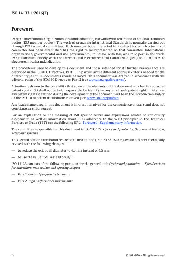 ISO 14133-1:2016 ISO 14133-1:2016 - Optics and photonics -- Specifications for binoculars, monoculars and spotting scopes - Page 4 preview