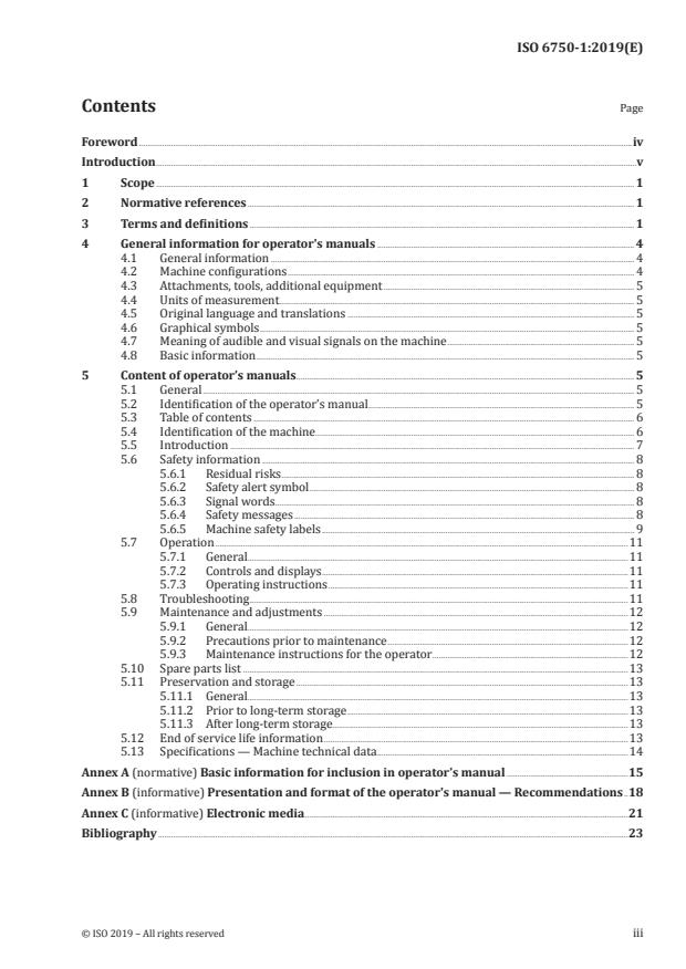 ISO 6750-1:2019 - Earth-moving machinery -- Operator's manual
