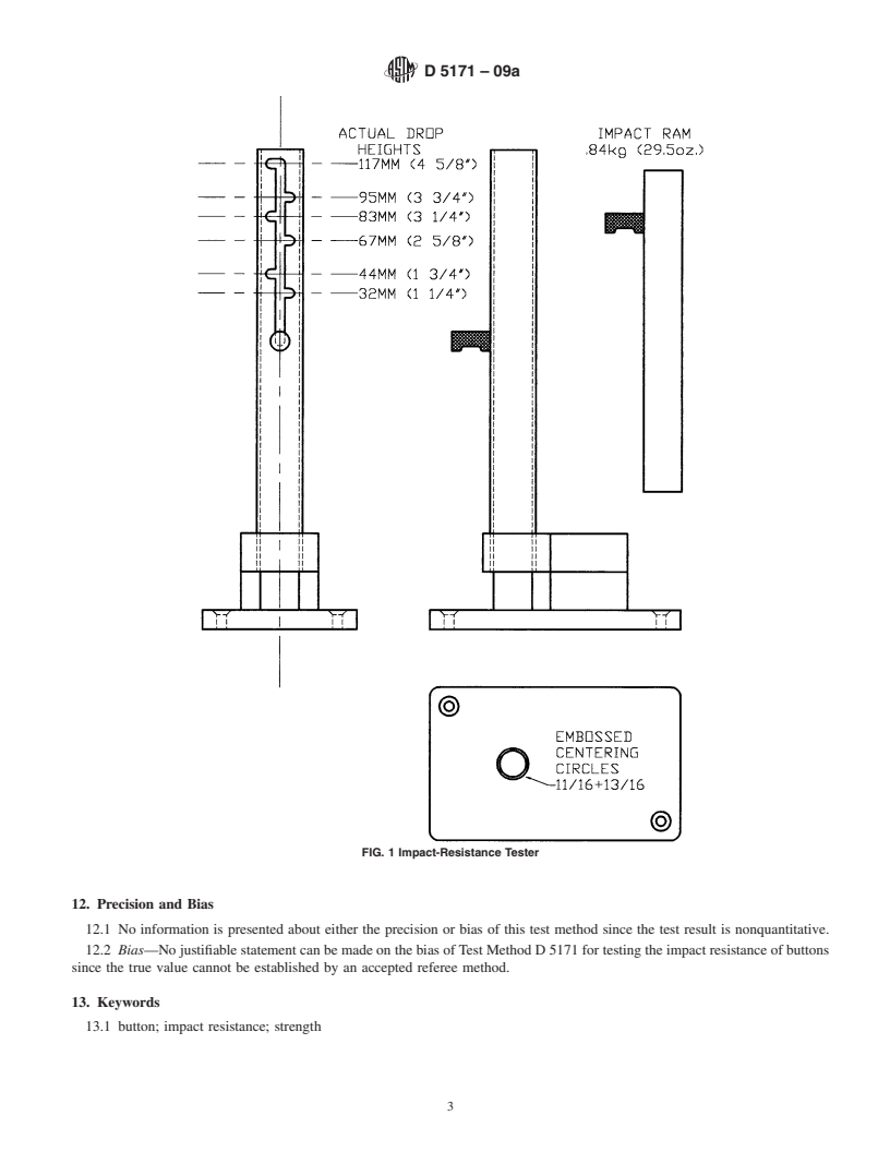 REDLINE ASTM D5171-09a - Standard Test Method for Impact Resistance of Plastic Sew-Through Buttons