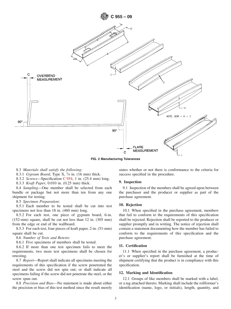 ASTM C955-09 - Standard Specification for  Load-Bearing (Transverse and Axial) Steel Studs, Runners (Tracks),  and Bracing or Bridging for Screw Application of Gypsum Panel Products and   Metal Plaster Bases
