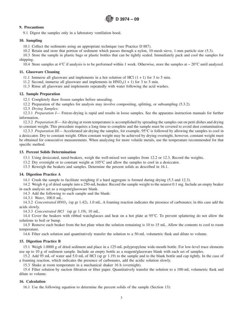 REDLINE ASTM D3974-09 - Standard Practices for  Extraction of Trace Elements from Sediments