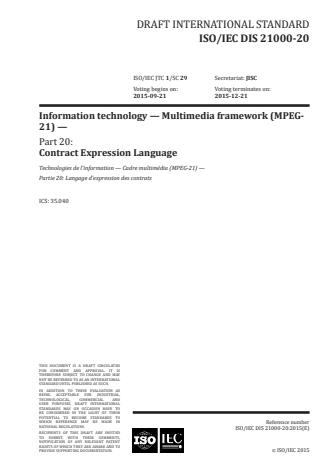 ISO/IEC 21000-20:2016 ISO/IEC 21000-20:2016 - Information technology -- Multimedia framework (MPEG-21)