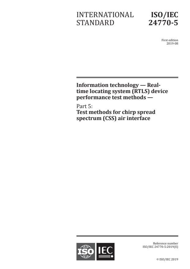ISO/IEC 24770-5:2019 - Information technology —Real-time locating system (RTLS) device performance test methods