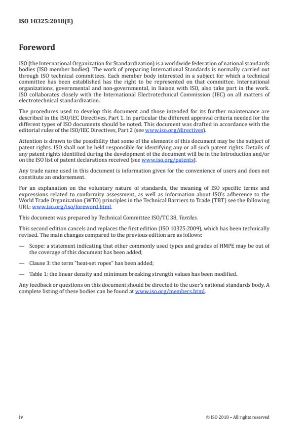 ISO 10325:2018 ISO 10325:2018 - Fibre ropes -- High modulus polyethylene -- 8-strand braided ropes, 12-strand braided ropes and covered ropes - Page 4 preview