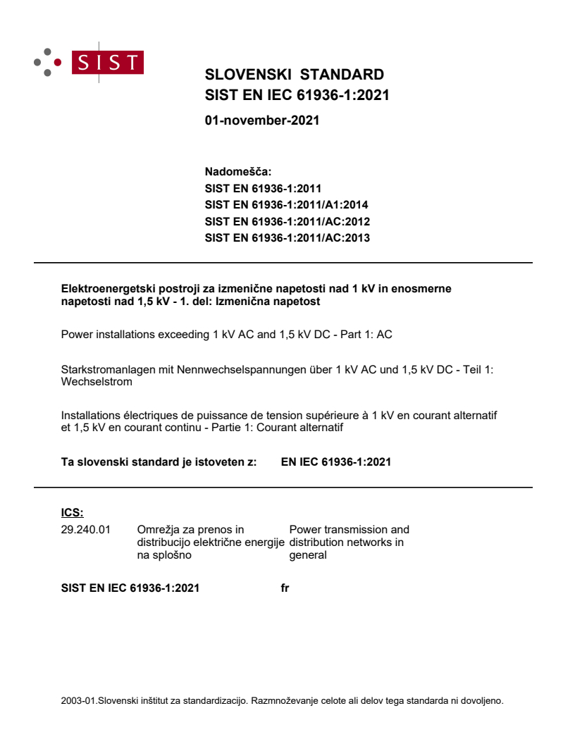 EN IEC 61936-1:2021 (FR) - BARVE