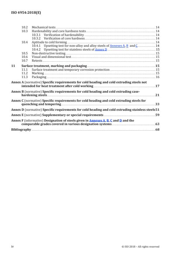 ISO 4954:2018 ISO 4954:2018 - Steels for cold heading and cold extruding - Page 4 preview