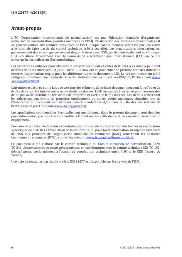 ISO 22477-4:2018 ISO 22477-4:2018 - Reconnaissance et essais géotechniques -- Essais de structures géotechniques - Page 4 preview